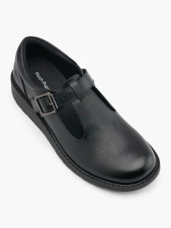 Black Leather T Bar Mary Jane Shoe