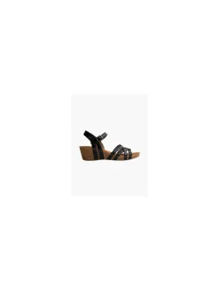 Black Leather Wedge Sandal