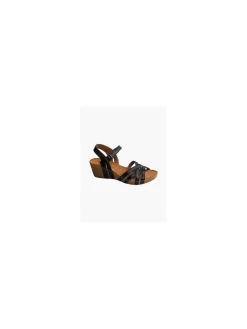 Black Leather Wedge Sandal