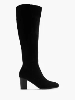 Black Long Leg Block Heeled Boot