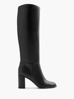 Black Long Leg Block Heeled Boot