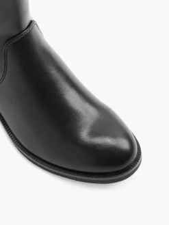 Black Long Leg Boot with Zipper Detail