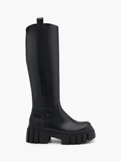 Black Long Leg Chunky Soled Boot