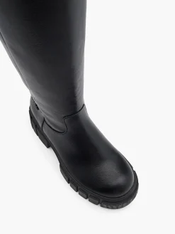 Black Long Leg Chunky Soled Boot