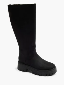 Black Long Leg Chunky Soled Boot