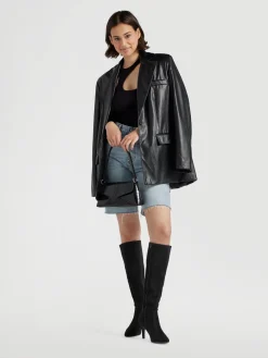 Black Long Leg Stiletto Heeled Boot