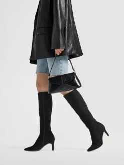 Black Long Leg Stiletto Heeled Boot