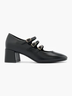 Black Mary Jane Triple Strap Heel