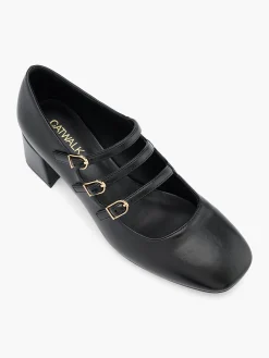 Black Mary Jane Triple Strap Heel