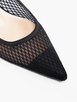 Black Mesh Slingback Kitten Heel