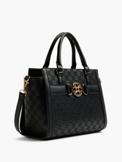 Black Monogram Embossed Tote Bag