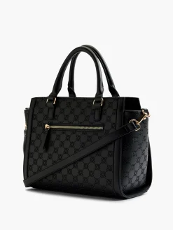 Black Monogram Embossed Tote Bag