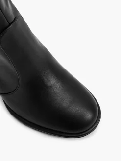 Black Panelled Heeled Boot