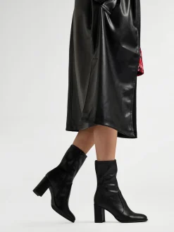 Black Panelled Heeled Boot