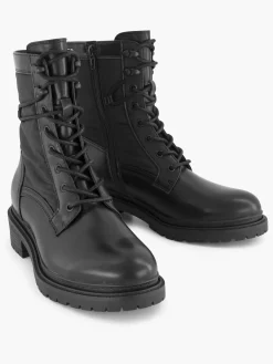 Black Panelled Lace Up Boot