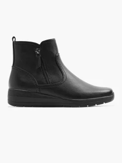 Black Panelled Wedge Boot