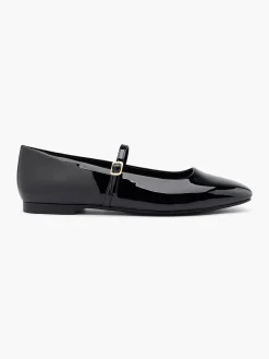 Black Patent Ballerina Shoe with Strap