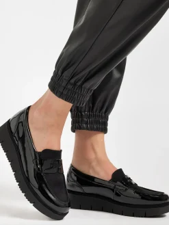 Black Patent Panelled Loafer