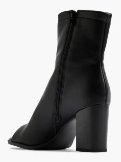 Black Peep-Toe Heeled Boot