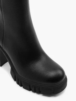 Black Platform Heeled Ankle Boot