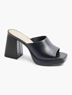 Black Platform Heeled Mule