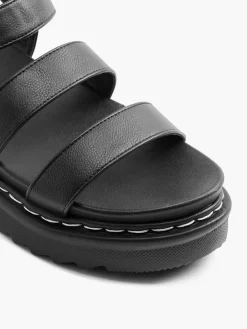 Black Platform Sandals with Contrasting Stitching