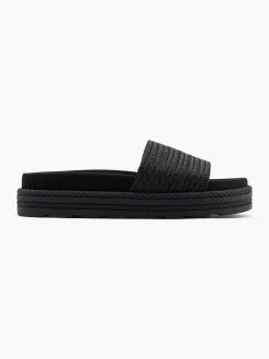 Black Platform Slip On Footbed Sandal