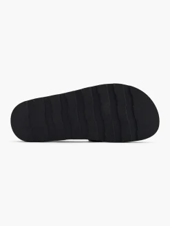 Black Platform Slip On Footbed Sandal
