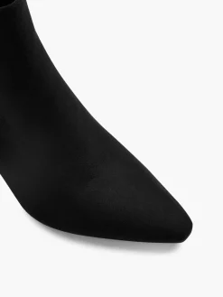 Black Pointed Toe Boot with Diamante Bow Detail