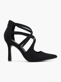 Black Pointed Toe Multi Strapped High Heel