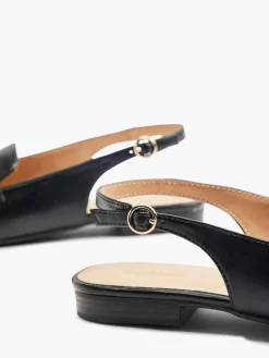 Black Slingback Ballerina Flat with Chain Detail