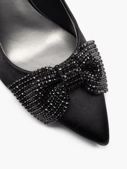Black Slingback Diamante Bow Heel