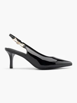 Black Slingback with Gold Link Detail