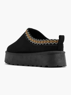 Black Slip On Shoe With Embroidery Detail