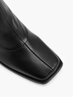 Black Square Toe Heeled Boot