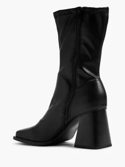 Black Square Toe Heeled Boot