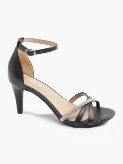 Black Stiletto Heel with Silver Strap Detail