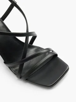 Black Strappy Flared Heel