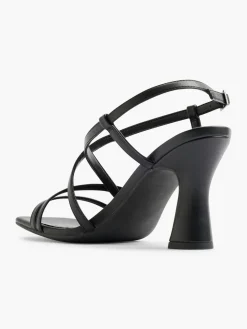 Black Strappy Flared Heel