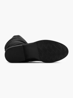 Black Suede Ruched Long Leg Boot