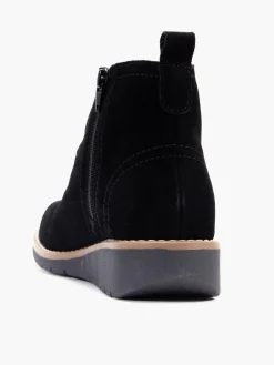 Black Suede Zip Detail Ankle Boot