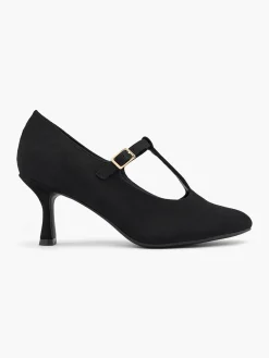 Black T Bar Heel with Buckle Detail