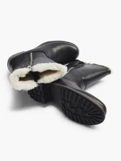 Black Tall Fur Lined Zipped Boot