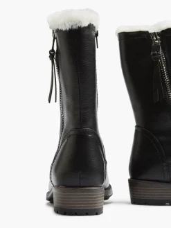 Black Tall Fur Lined Zipped Boot