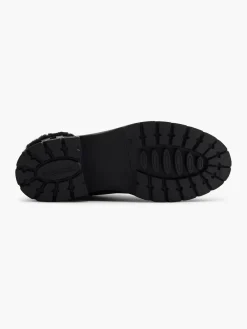 Black Tall Quilted Lace Up Ankle Boot