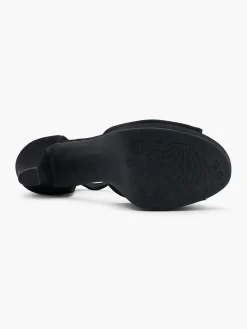 Black T-Bar Platform Peep Toe High Heel