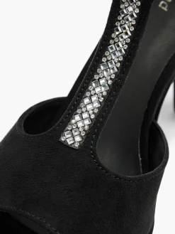 Black T-Bar Platform Peep Toe High Heel