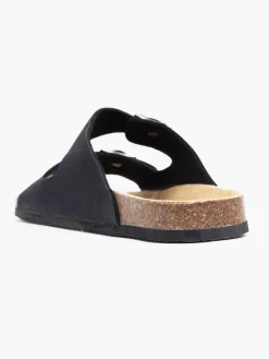 Black Two Strap Footbed Sandals