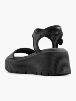 Black Wedge Chunky Ankle Strapped Sandal