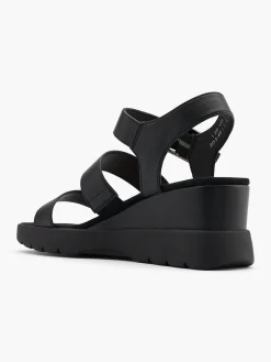Black Wedge Sandal with Buckle Detail